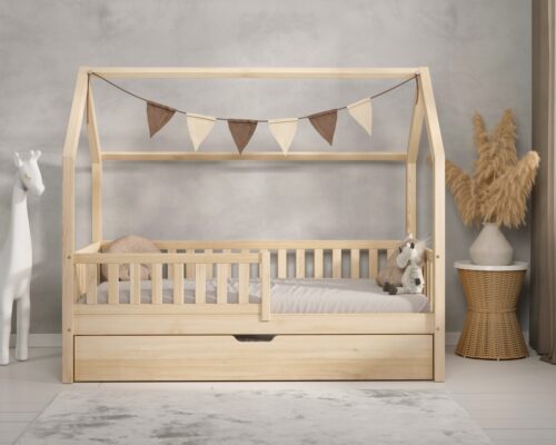 Hochwertiges Kinderbett PINO mit Schublade (Schnellversand48) aus Massivholz