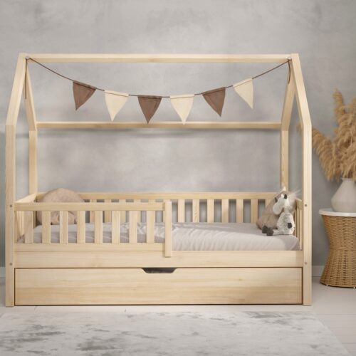 Hochwertiges Kinderbett PINO mit Schublade (Schnellversand48) aus Massivholz