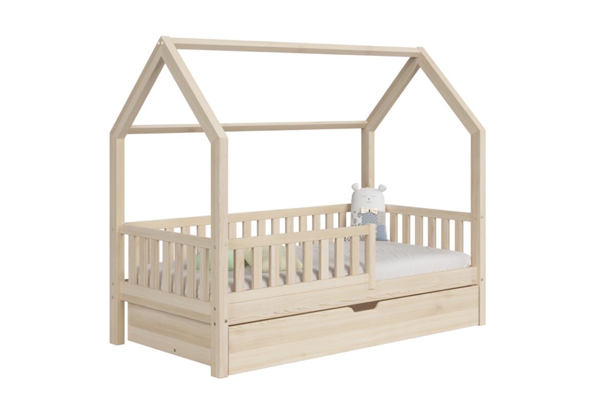 Kinderbett PINO mit Schublade (Schnellversand48) – schlichtes Design aus Holz