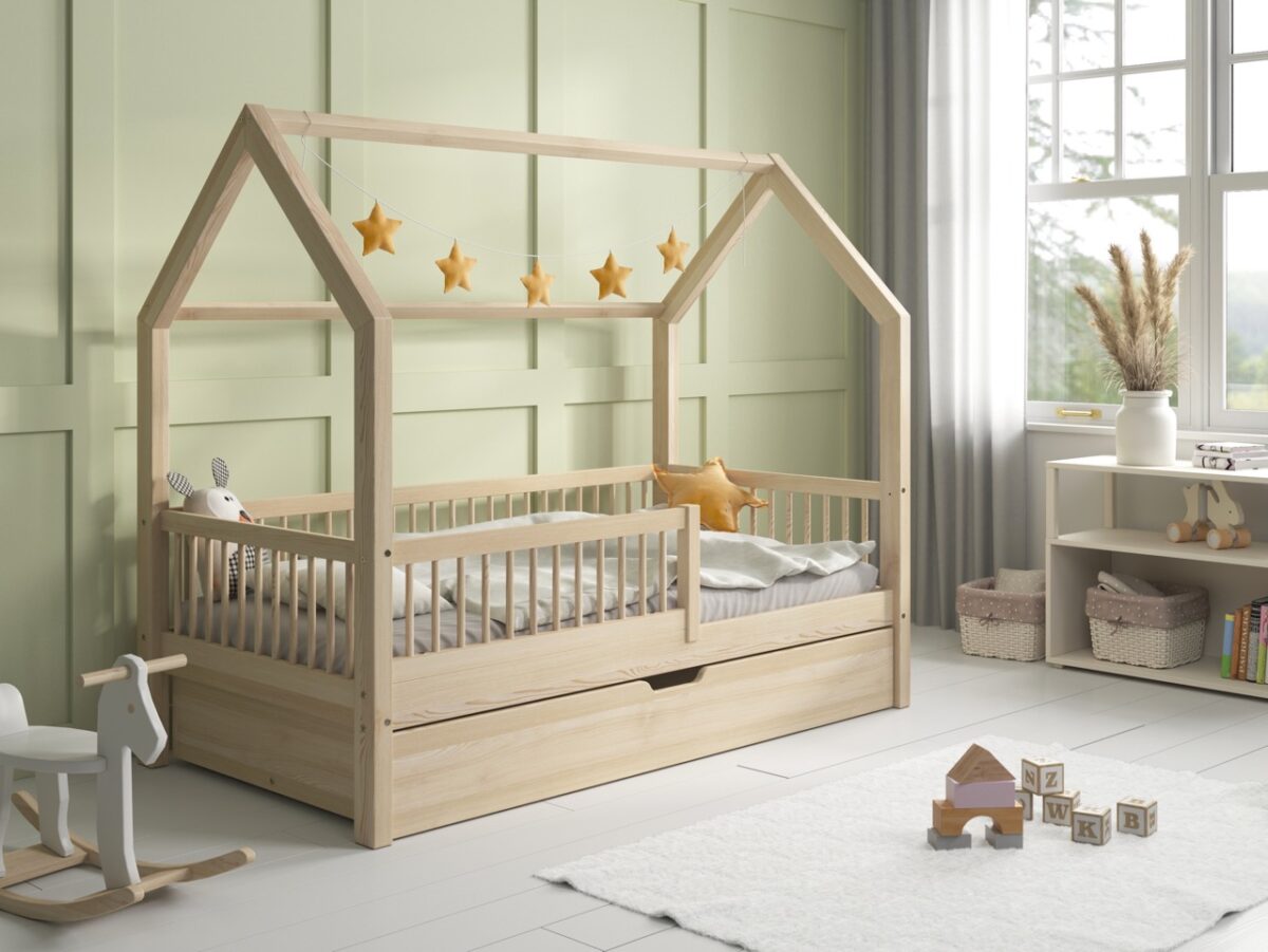 Kinderbett OLMO mit Schublade (Schnellversand48) aus Holz