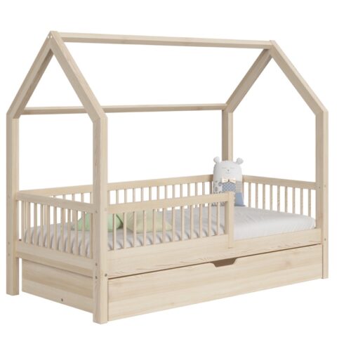 Kinderbett OLMO mit Schublade (Schnellversand48) – schlichtes Design aus Holz