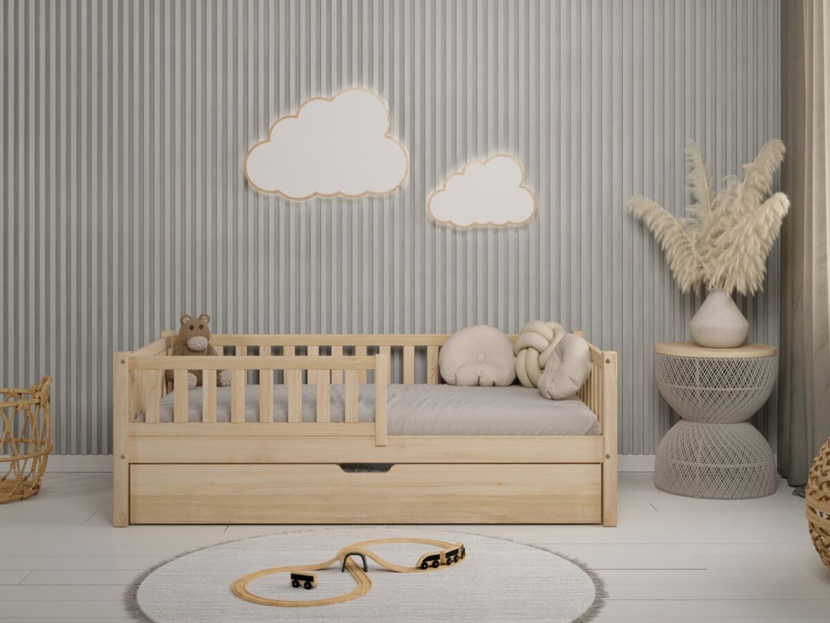 50101-1_02 Hochwertiges Kinderbett ABETE mit Schublade (Schnellversand48) aus Massivholz
