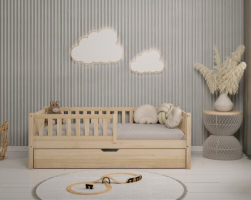 Hochwertiges Kinderbett ABETE mit Schublade (Schnellversand48) aus Massivholz