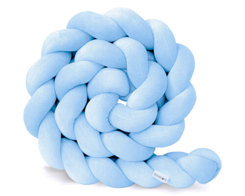 Velvet Bettumrandung Zopf mit 3 Strängen / babyblau aus Holz