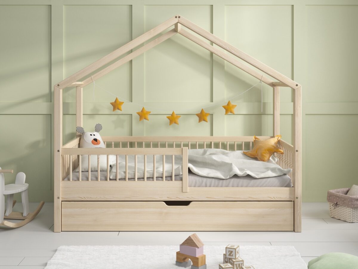 Hochwertiges Kinderbett BETULLA mit Schublade (Schnellversand48) aus Massivholz