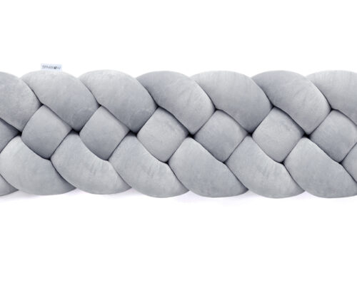 Velvet Bettumrandung Zopf mit 4 Strängen / Klassisch Grau aus Holz