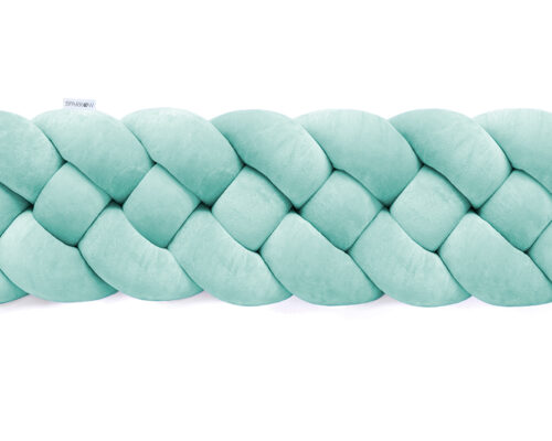 Velvet Bettumrandung Zopf mit 4 Strängen / Azurblau aus Holz