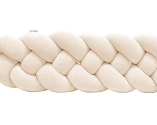 Velvet Bettumrandung Zopf mit 4 Strängen / Mandelfarben aus Holz