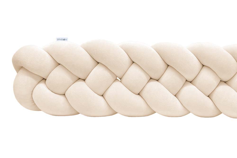 Velvet Bettumrandung Zopf mit 4 Strängen / Mandelfarben aus Holz