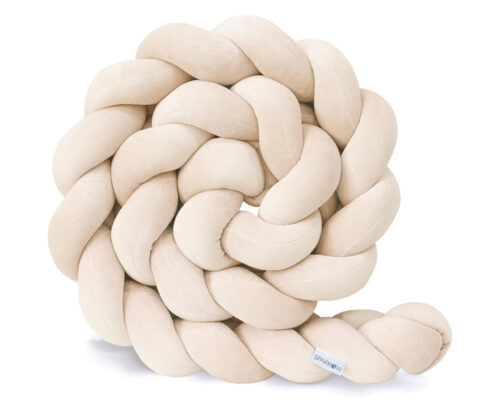 Velvet Bettumrandung Zopf mit 3 Strängen / mandelfarben aus Holz