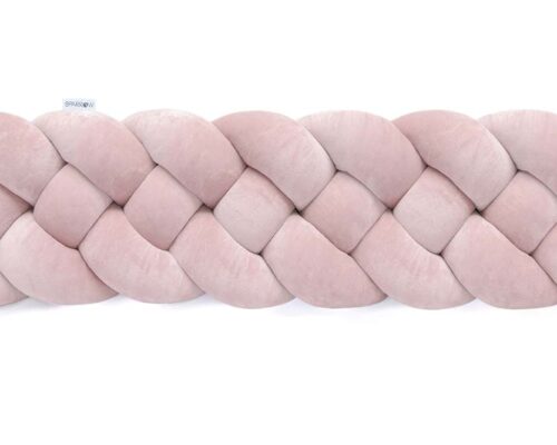 Velvet Bettumrandung Zopf mit 4 Strängen / Puderrosa aus Holz