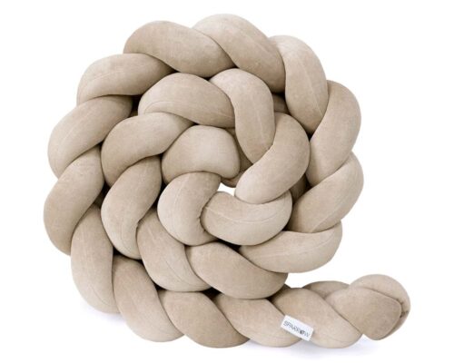 Velvet Bettumrandung Zopf mit 3 Strängen / cappuccino aus Holz