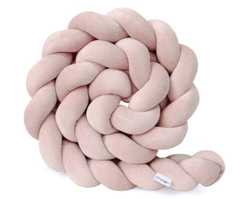 Velvet Bettumrandung Zopf mit 3 Strängen / puderrosa aus Holz
