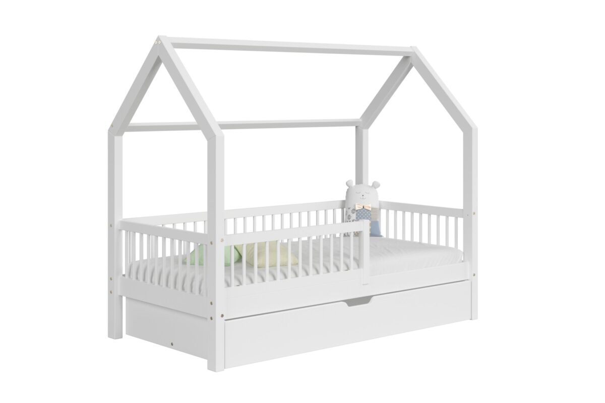 Kinderbett OLMO mit Schublade (Schnellversand48) in natürlicher Holzoptik