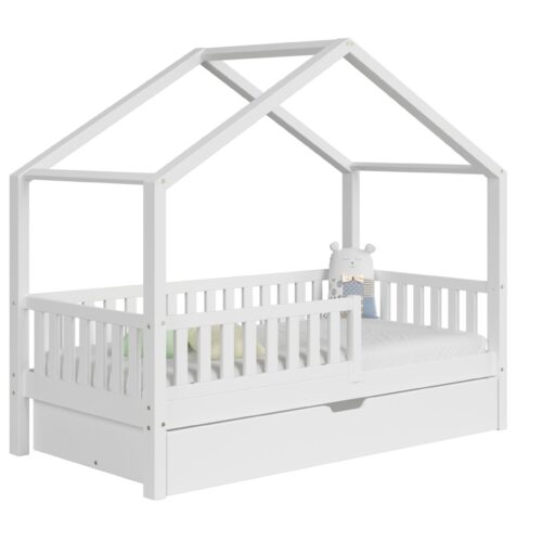 Kinderbett PIOPPO mit Schublade (Schnellversand48) in natürlicher Holzoptik