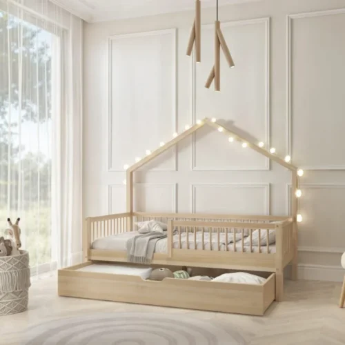 Hochwertiges Kinderbett FAGGIO mit Schublade (Schnellversand48) aus Massivholz