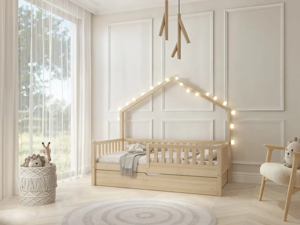 Kinderbett ACERO mit Schublade aus Holz