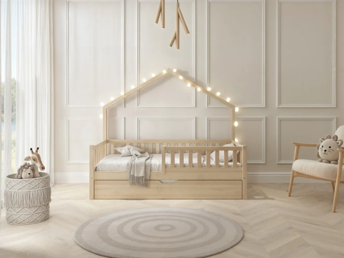 Hochwertiges Kinderbett ACERO mit Schublade aus Massivholz