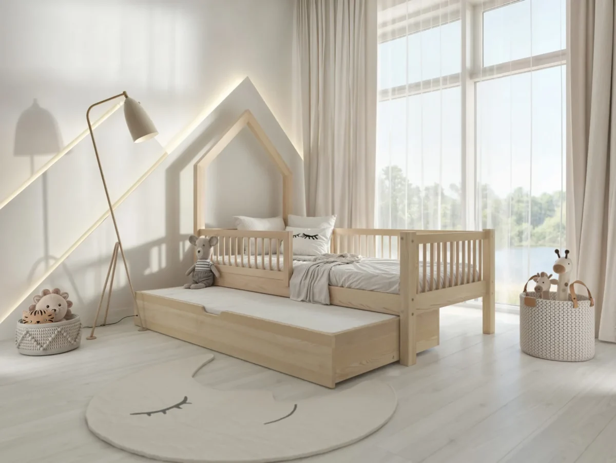 Stabiles Kinderbett LARICE mit Schublade (Schnellversand48) für Kinder