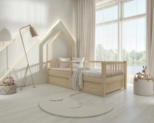 KR-WY-SZCZ_SZU_skos_1 Kinderbett LARICE mit Schublade (Schnellversand48) aus Holz