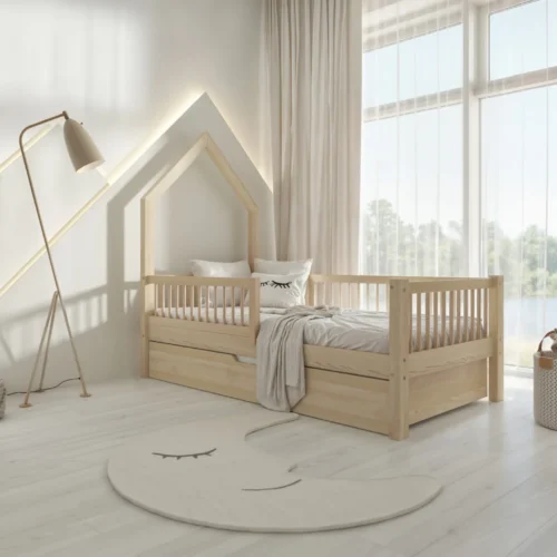 Kinderbett LARICE mit Schublade (Schnellversand48) aus Holz