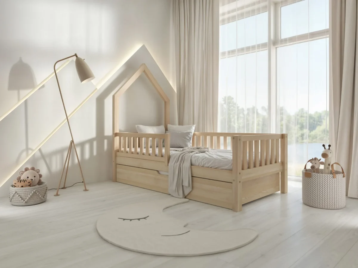 KR-WY-SZT_SZU_skos_1 Kinderbett PERO mit Schublade aus Holz