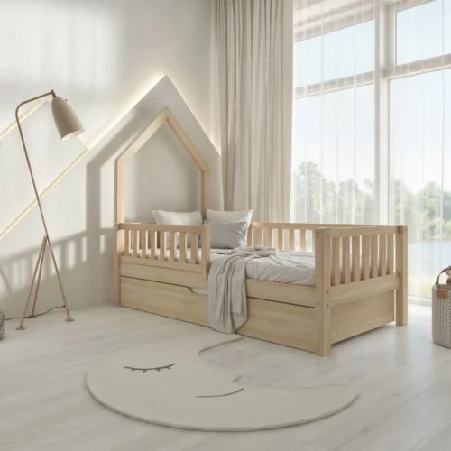 KR-WY-SZT_SZU_skos_1 Kinderbett PERO mit Schublade aus Holz