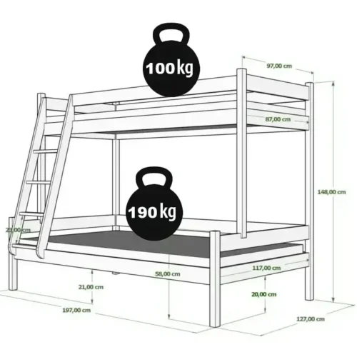 Modernes Etagenbett für Kinder FAMILIEN für Kinderzimmer