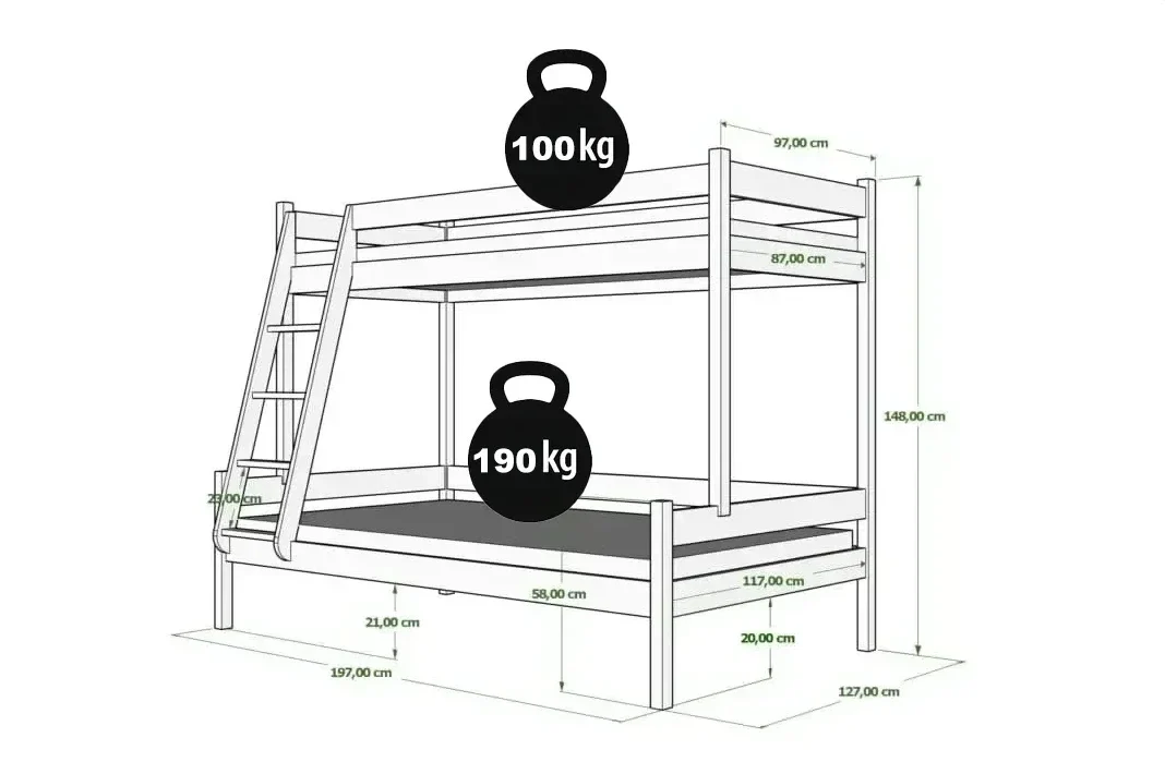 Modernes Etagenbett für Kinder FAMILIEN für Kinderzimmer