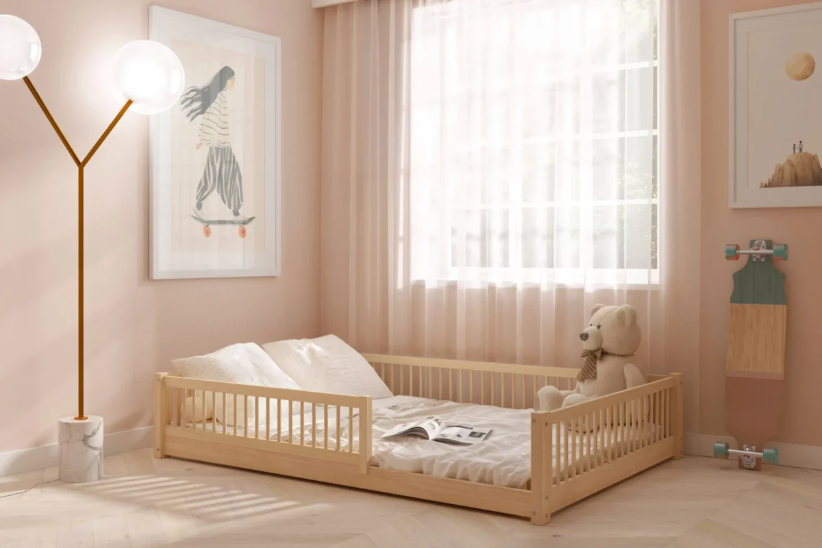 Kinder Bodenbett SALICE XL aus Holz