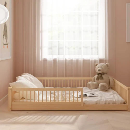 Hochwertiges Kinder Bodenbett SALICE XL aus Massivholz