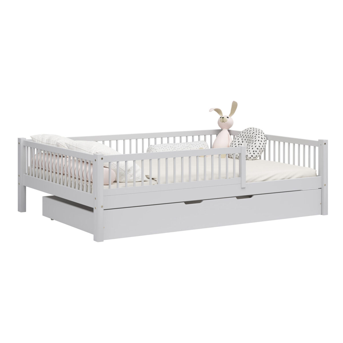 140-wysoki-szczebelki_szu_2_sz Kinderbett SALICE XL mit Schublade – schlichtes Design aus Holz