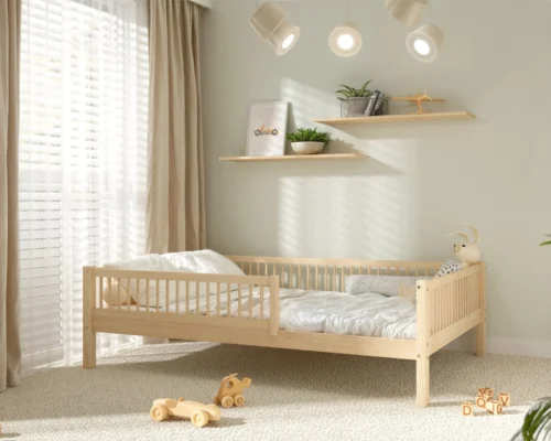 Lozko-dzieciece-Salice-XL-naturalny-aranzacja-skos Kinderbett SALICE XL aus Holz