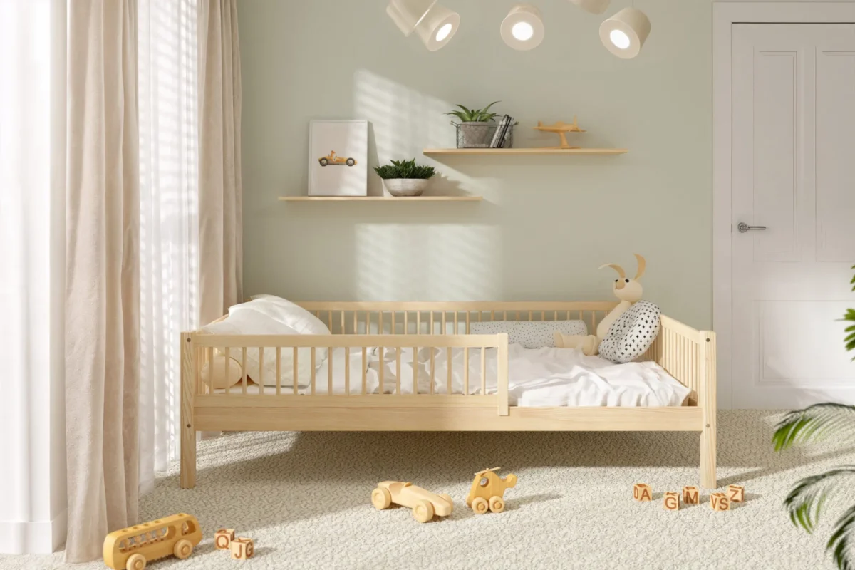Lozko-dzieciece-Salice-XL-naturalny-aranzacja-wprost Hochwertiges Kinderbett SALICE XL aus Massivholz