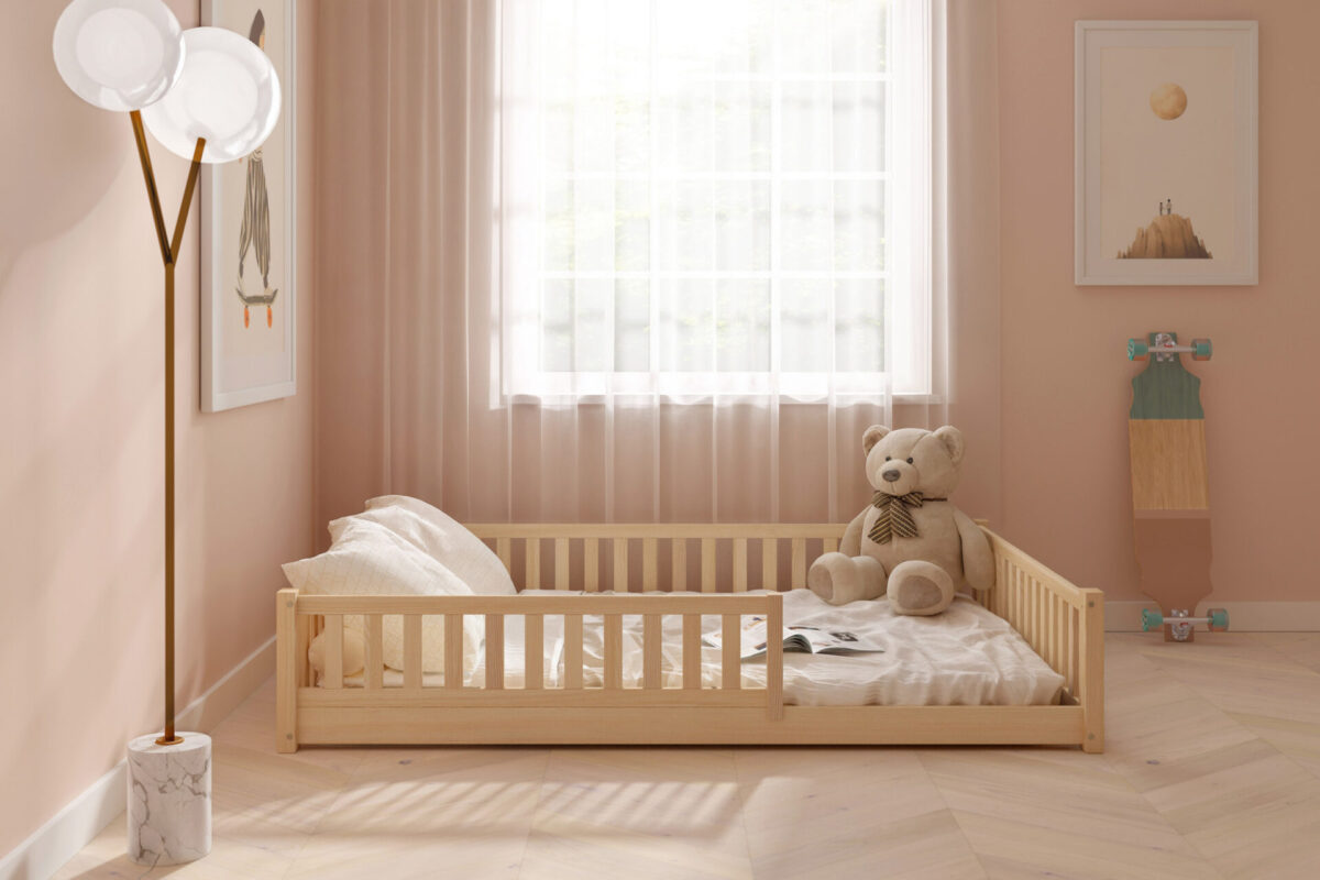 Hochwertiges Kinder Bodenbett ABETE XL aus Massivholz