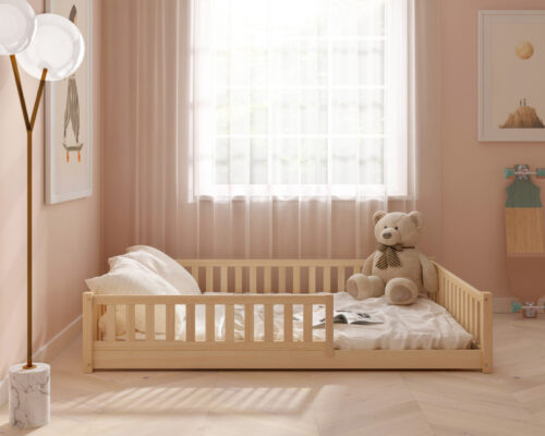 Hochwertiges Kinder Bodenbett ABETE XL aus Massivholz