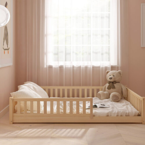 Hochwertiges Kinder Bodenbett ABETE XL aus Massivholz