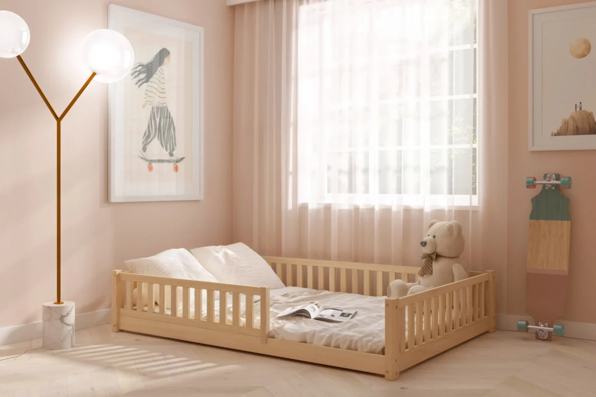 Kinder Bodenbett ABETE XL aus Holz