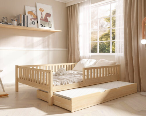 Hochwertiges Kinderbett ABETE XL mit Schublade (Schnellversand48) aus Massivholz